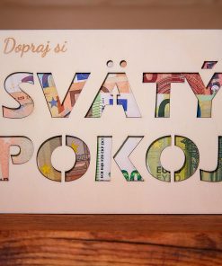 Drevená obálka na peniaze na špeciálnu príležitosť. Darujte finančný dar štýlovo.